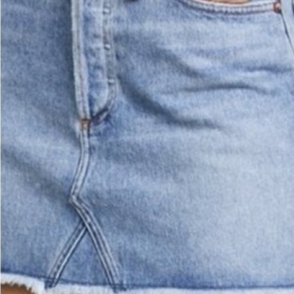 AGOLDE Denim Button Fly Mini Skirt - 26 - Picture 3 of 4